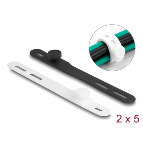 Delock Soft Tie flexible reusable set 10 pieces black / white