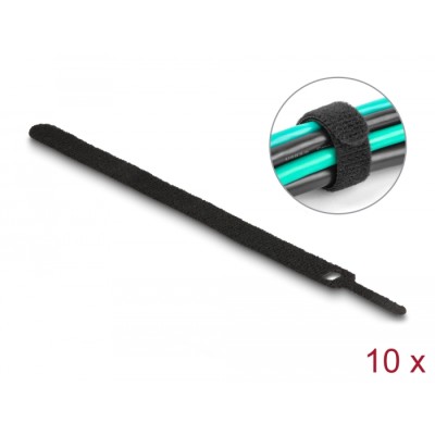Delock Hook-and-loop cable tie L 200 x W 12 mm black 10 pieces