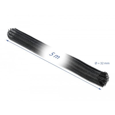 Delock Braided Sleeving with Hook-and-Loop Fastener 5 m x 32 mm black 2