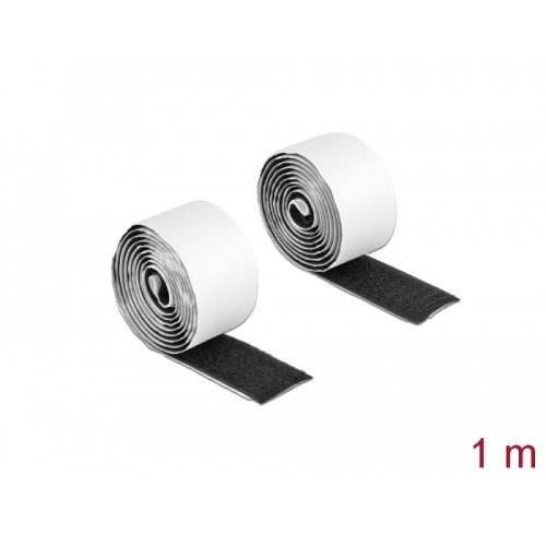 Delock Hook-and-loop tape self-adhesive L 1 m x W 25 mm black