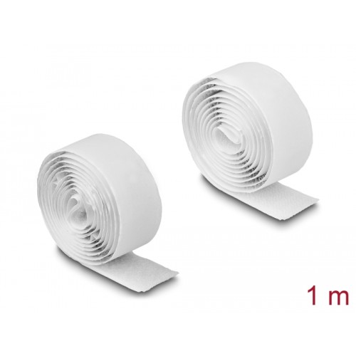 Delock Hook-and-loop tape self-adhesive L 1 m x W 20 mm white