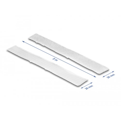 Delock Hook-and-loop tape self-adhesive L 5 m x W 20 mm white