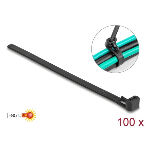 Delock Cable ties reusable heat-resistant L 150 x W 7.5 mm 100 pieces black