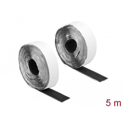 Delock Velcro tape self-adhesive with hook and loop tape L 5 m x W 25 mm black