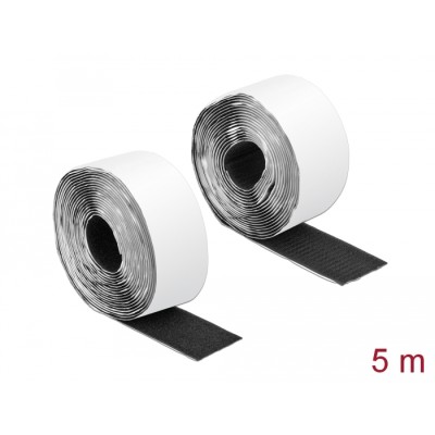 Delock Velcro tape self-adhesive with hook and loop tape L 5 m x W 50 mm black