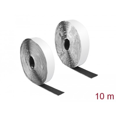 Delock Velcro tape self-adhesive with hook and loop tape L 10 m x W 25 mm black