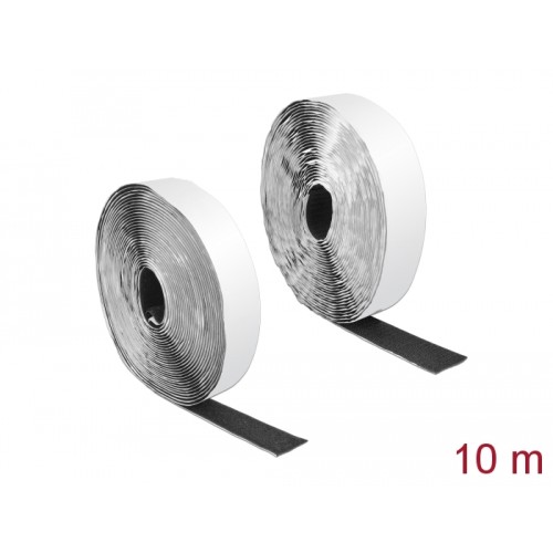 Delock Velcro tape self-adhesive with hook and loop tape L 10 m x W 25 mm black