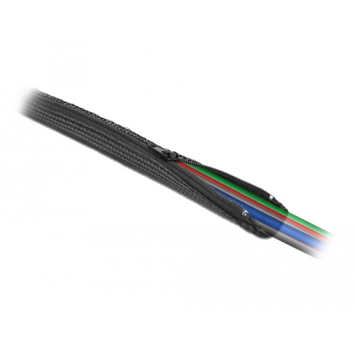 Delock Braided Sleeve with zip fastener heat-resistant 1 m x 20 mm black