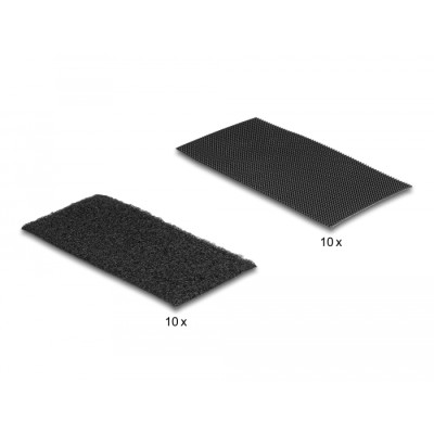 Delock Hook-and-loop pad self-adhesive L 100 mm x W 50 mm set 10 pcs black