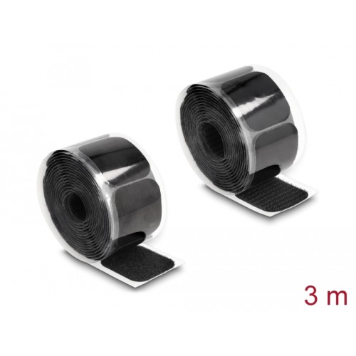 Delock Hook-and-loop pad on roll self-adhesive 45 x 50 mm - length 3 m black