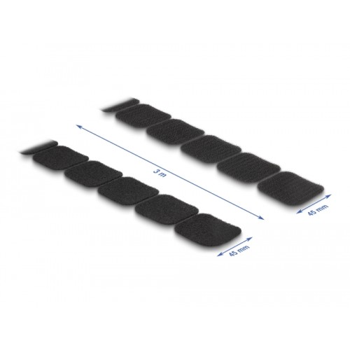 Delock Hook-and-loop pad on roll self-adhesive 45 x 50 mm - length 3 m black