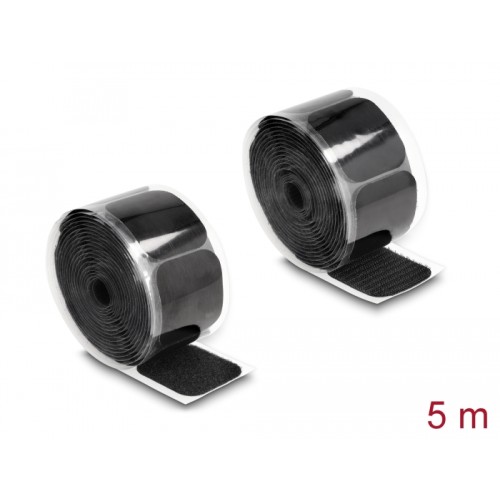 Delock Hook-and-loop pad on roll self-adhesive 45 x 50 mm - length 5 m black