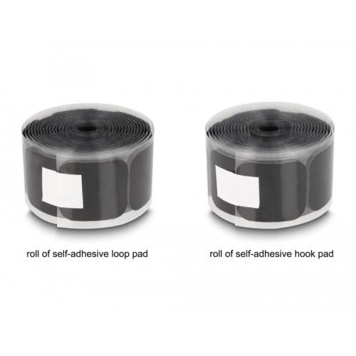 Delock Hook-and-loop pad on roll self-adhesive 45 x 50 mm - length 5 m black