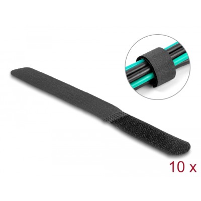 Delock Hook-and-loop cable tie L 180 x W 20 mm black 10 pieces