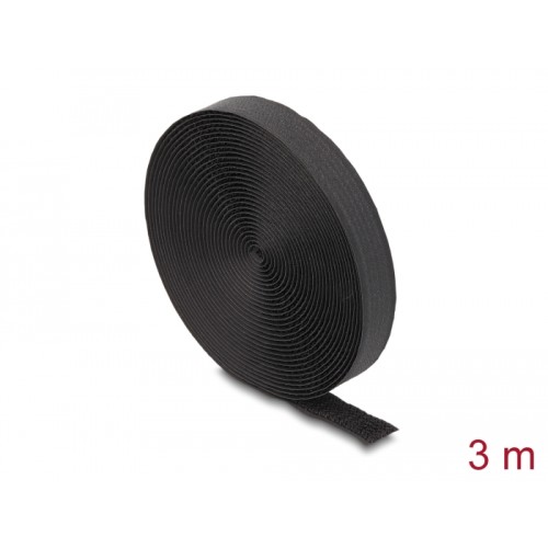 Delock Hook-and-Loop tape on roll with strap L 3 m x W 20 mm black