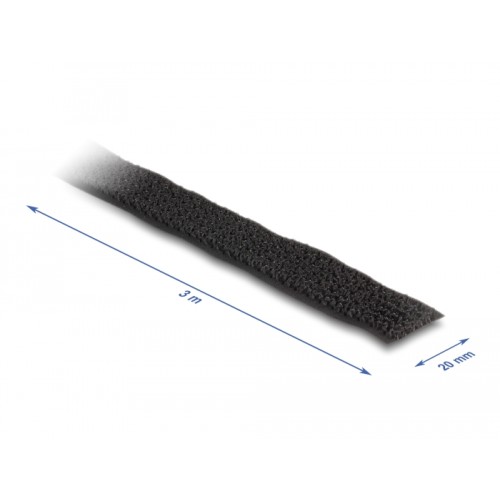 Delock Hook-and-Loop tape on roll with strap L 3 m x W 20 mm black