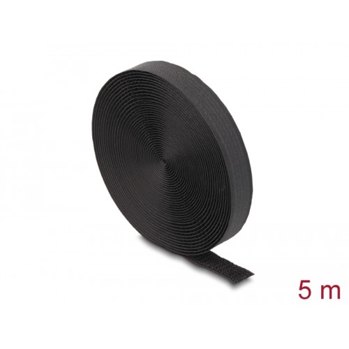 Delock Hook-and-Loop tape on roll with strap L 5 m x W 20 mm black