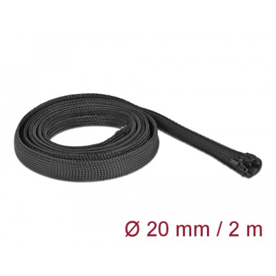 Delock Braided Sleeve with zip fastener heat-resistant 2 m x 20 mm black