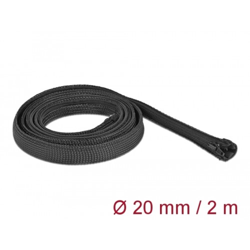 Delock Braided Sleeve with zip fastener heat-resistant 2 m x 20 mm black