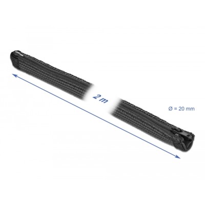 Delock Braided Sleeve with zip fastener heat-resistant 2 m x 20 mm black 2