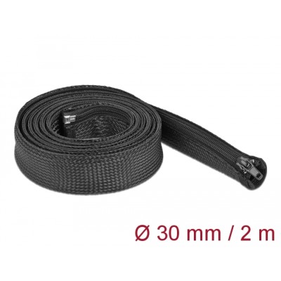 Delock Braided Sleeve with zip fastener heat-resistant 2 m x 30 mm black