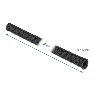 Delock Woven Sleeve self-closing heat-resistant 2 m x 13 mm black 2