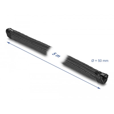 Delock Braided Sleeve with zip fastener heat-resistant 5 m x 50 mm black 2