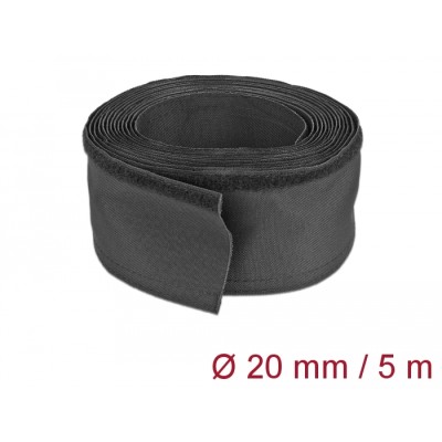 Delock Woven Sleeve with Hook-and-Loop Fastener heat-resistant 5 m x 20 mm black