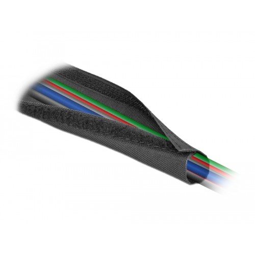 Delock Woven Sleeve with Hook-and-Loop Fastener heat-resistant 5 m x 20 mm black