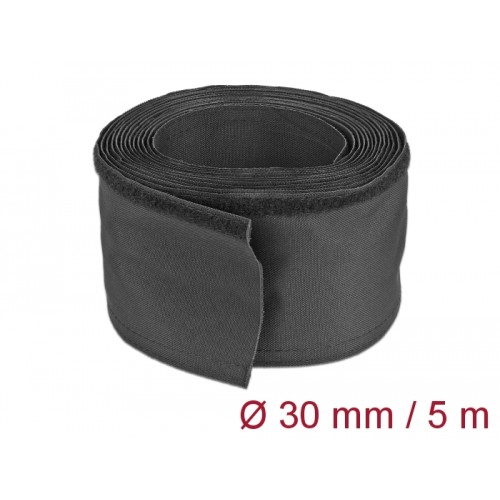 Delock Woven Sleeve with Hook-and-Loop Fastener heat-resistant 5 m x 30 mm black