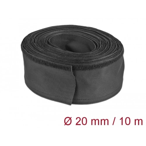 Delock Woven Sleeve with Hook-and-Loop Fastener heat-resistant 10 m x 20 mm black