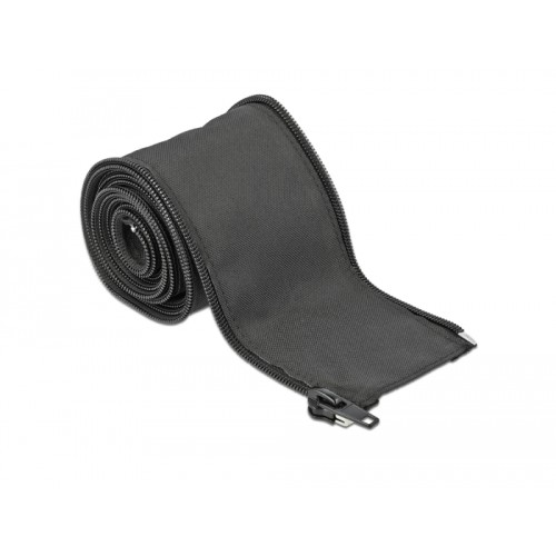 Delock Woven Sleeve with zip fasterner heat-resistant 2 m x 25 mm black