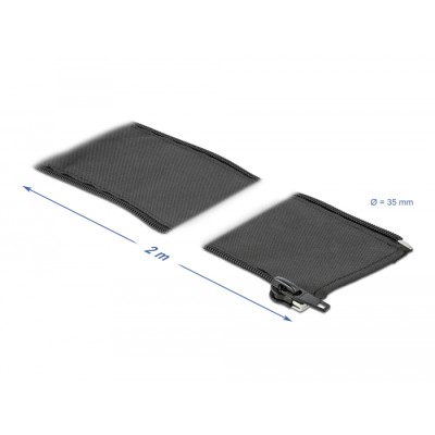 Delock Woven Sleeve with zip fasterner heat-resistant 2 m x 35 mm black 2