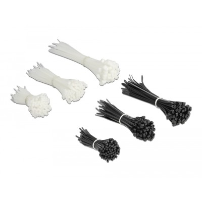 Delock Cable tie assortment box 600 pieces black / white 2