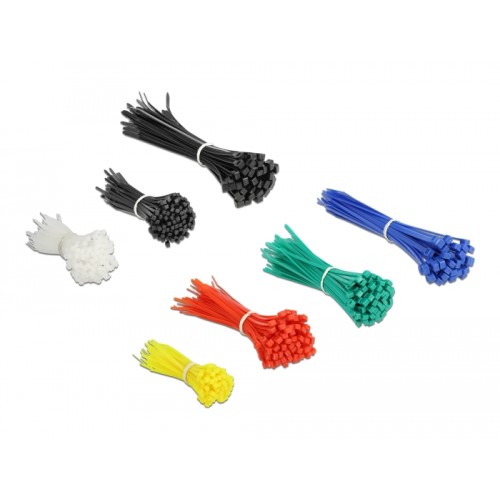 Delock Cable tie assortment box 600 pieces assorted colours