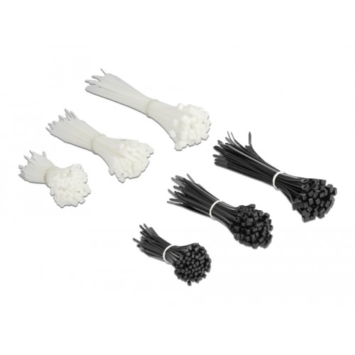 Delock Cable tie assortment box 500 pieces black / white