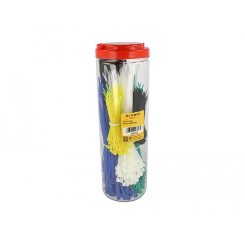Delock Cable tie assortment box 600 pieces assorted colours
