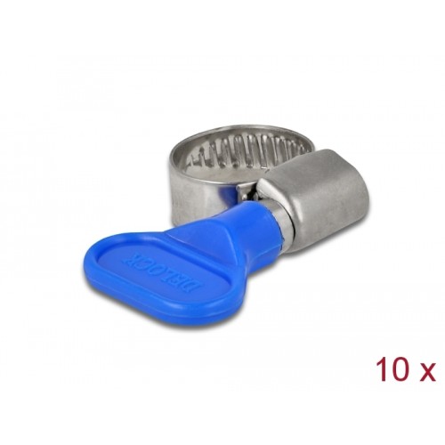 Delock Butterfly Hose Clamp 10 - 16 mm 10 pieces blue