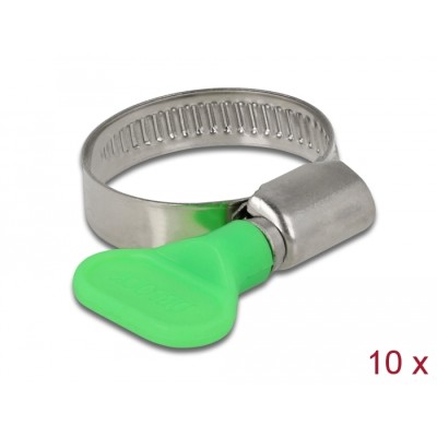 Delock Butterfly Hose Clamp 22 - 32 mm 10 pieces green
