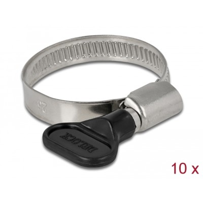 Delock Butterfly Hose Clamp 25 - 40 mm 10 pieces black