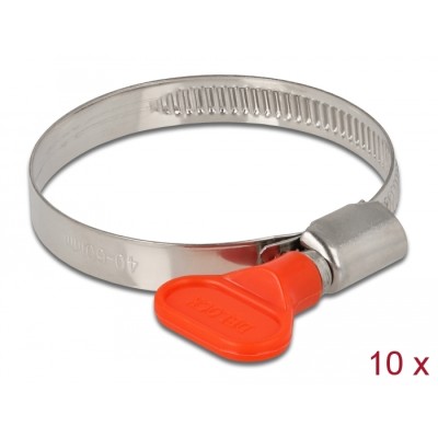 Delock Butterfly Hose Clamp 40 - 60 mm 10 pieces red