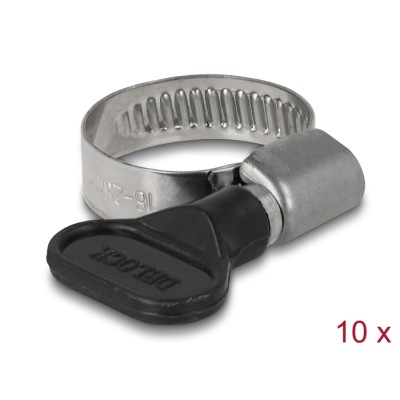 Delock Butterfly Hose Clamp 16 - 25 mm 10 pieces black