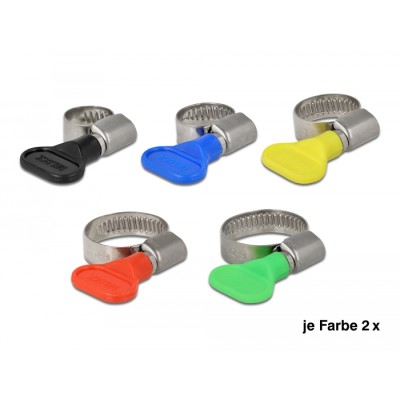 Delock Butterfly Hose Clamp Set 10 pieces assorted colours