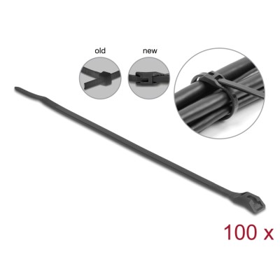 Delock Cable tie with flat head L 205 x W 2.5 mm 100 pieces black
