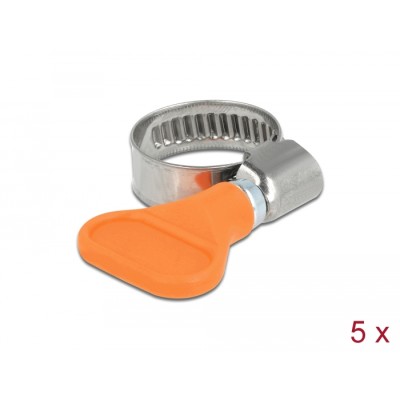 Delock Butterfly Hose Clamp stainless steel 400 SS 12 - 20 mm 5 pieces orange