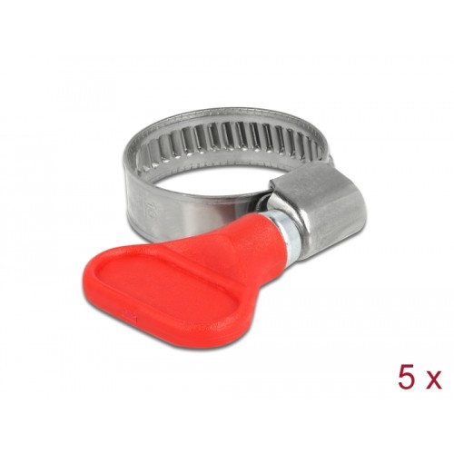 Delock Butterfly Hose Clamp stainless steel 400 SS 16 - 25 mm 5 pieces red