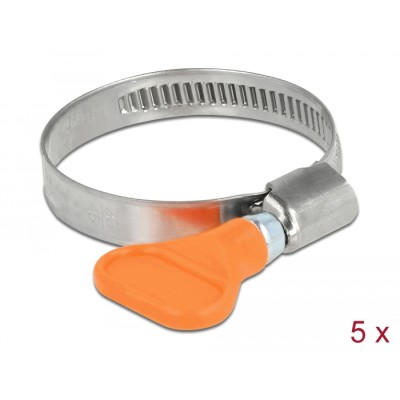 Delock Butterfly Hose Clamp stainless steel 400 SS 30 - 45 mm 5 pieces orange