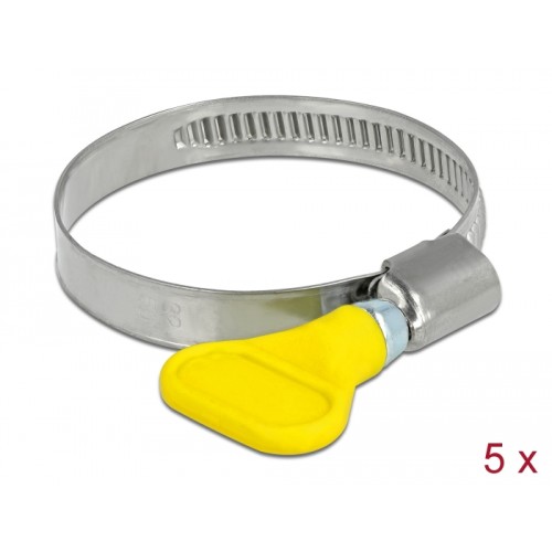 Delock Butterfly Hose Clamp stainless steel 400 SS 32 - 50 mm 5 pieces yellow