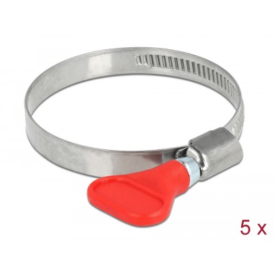 Delock Butterfly Hose Clamp stainless steel 400 SS 40 - 60 mm 5 pieces red