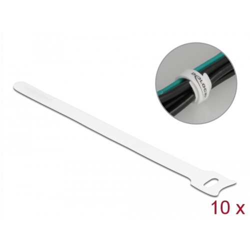 Delock Hook-and-loop cable tie L 200 x W 12 mm white 10 pieces